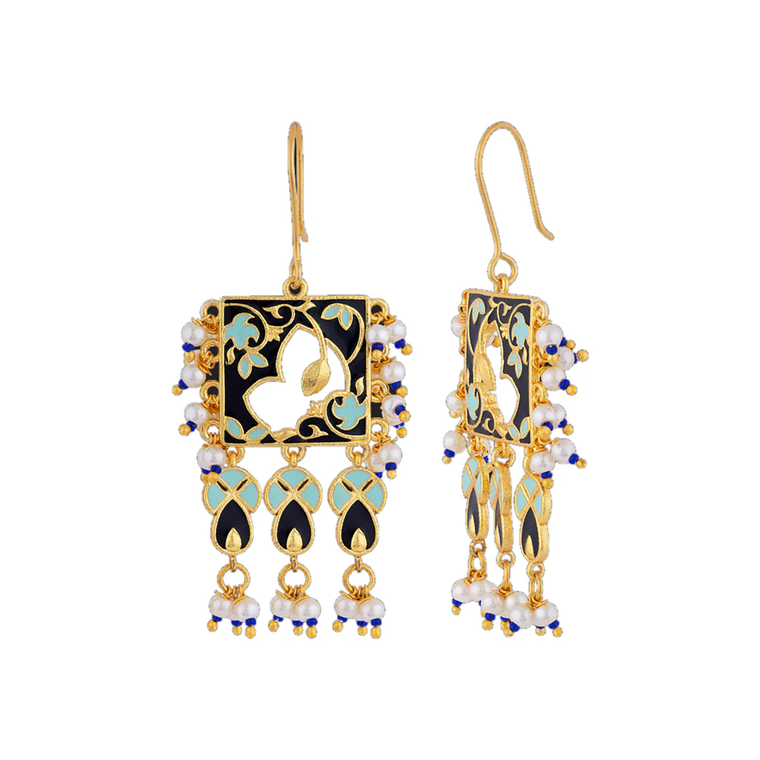 Tahira Cutwork Royal Black Earrings - Image 4