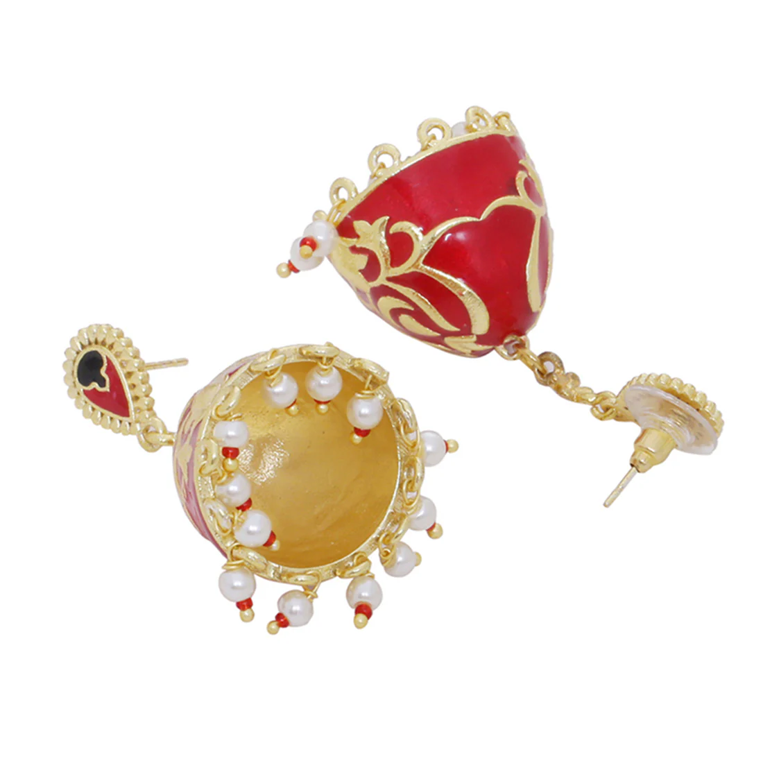 Tahira Enameled Brass Jhumka Earrings - Image 4