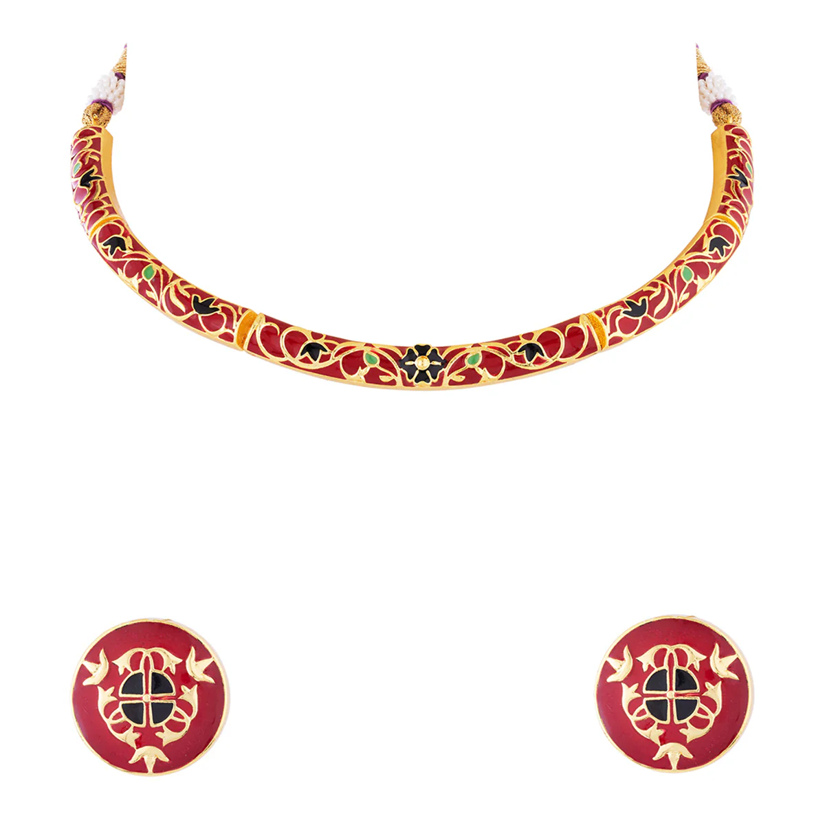 Tahira Enameled Choker Necklace Set - Image 3