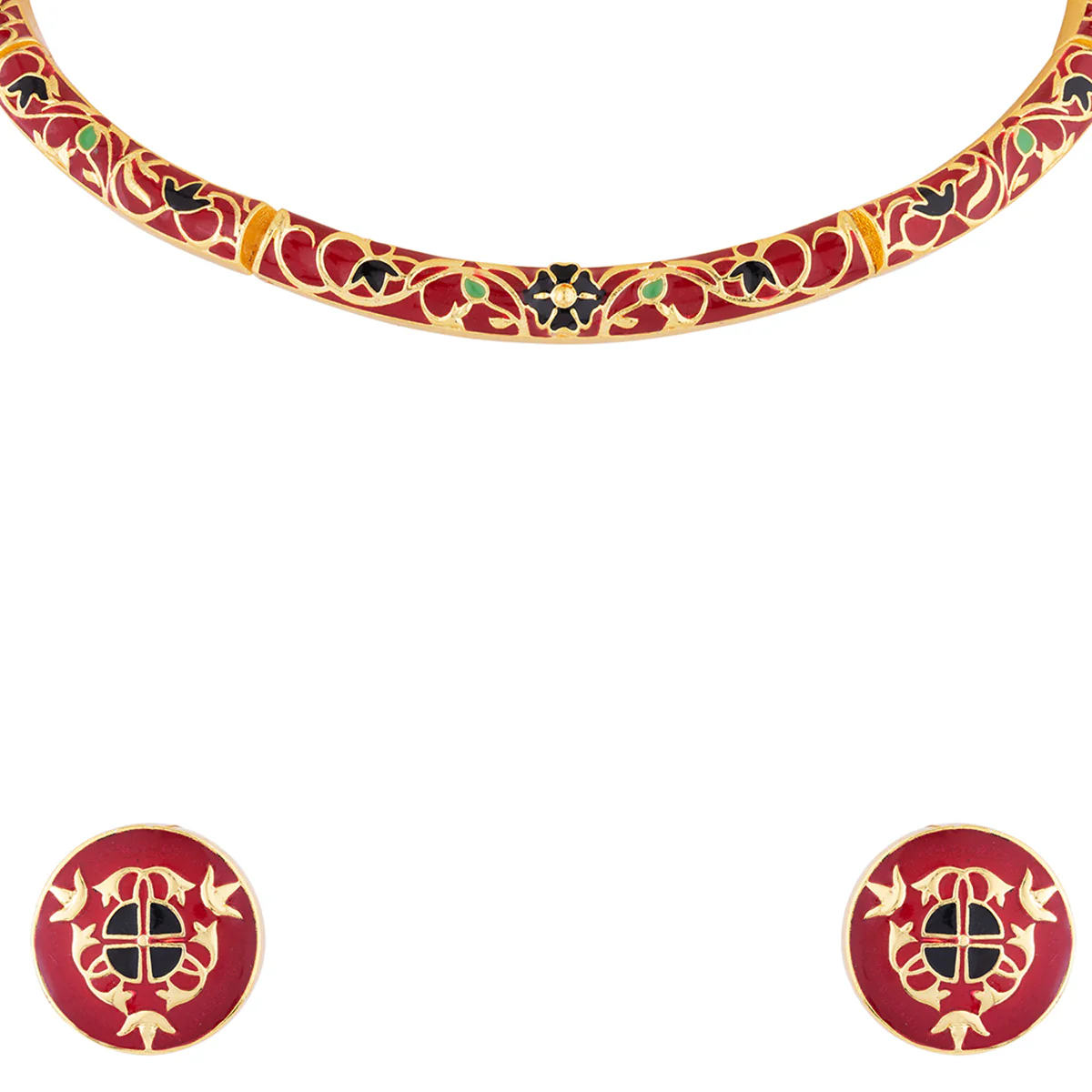 Tahira Enameled Choker Necklace Set - Image 4