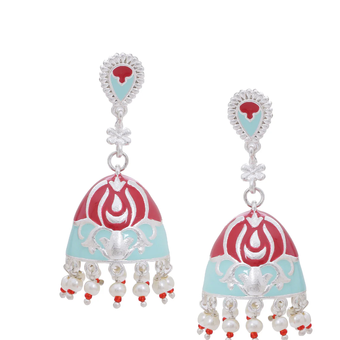 Tahira Enameled Jhumka Drop Earrings - Image 3