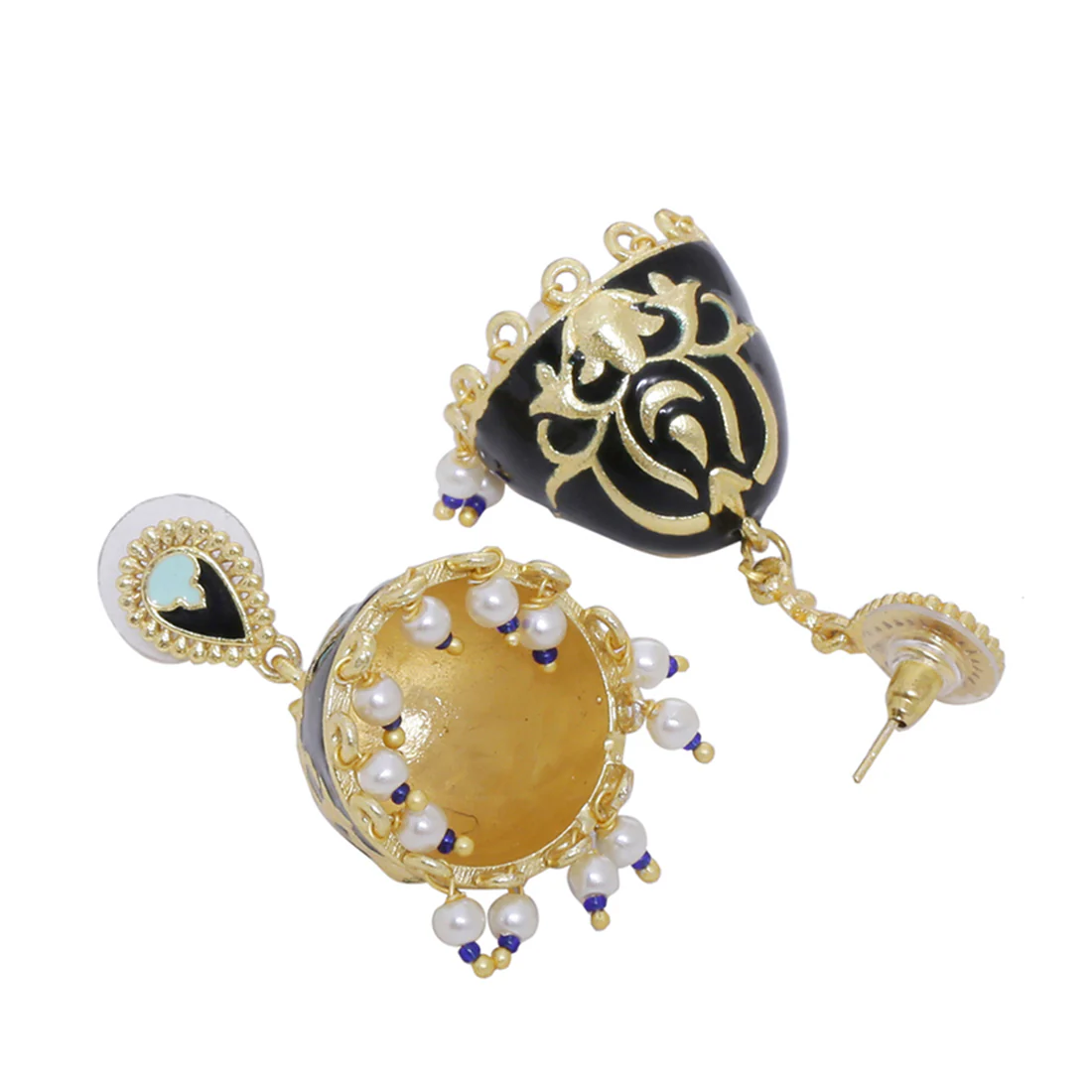 Tahira Enameled Jhumka Earrings - Image 4