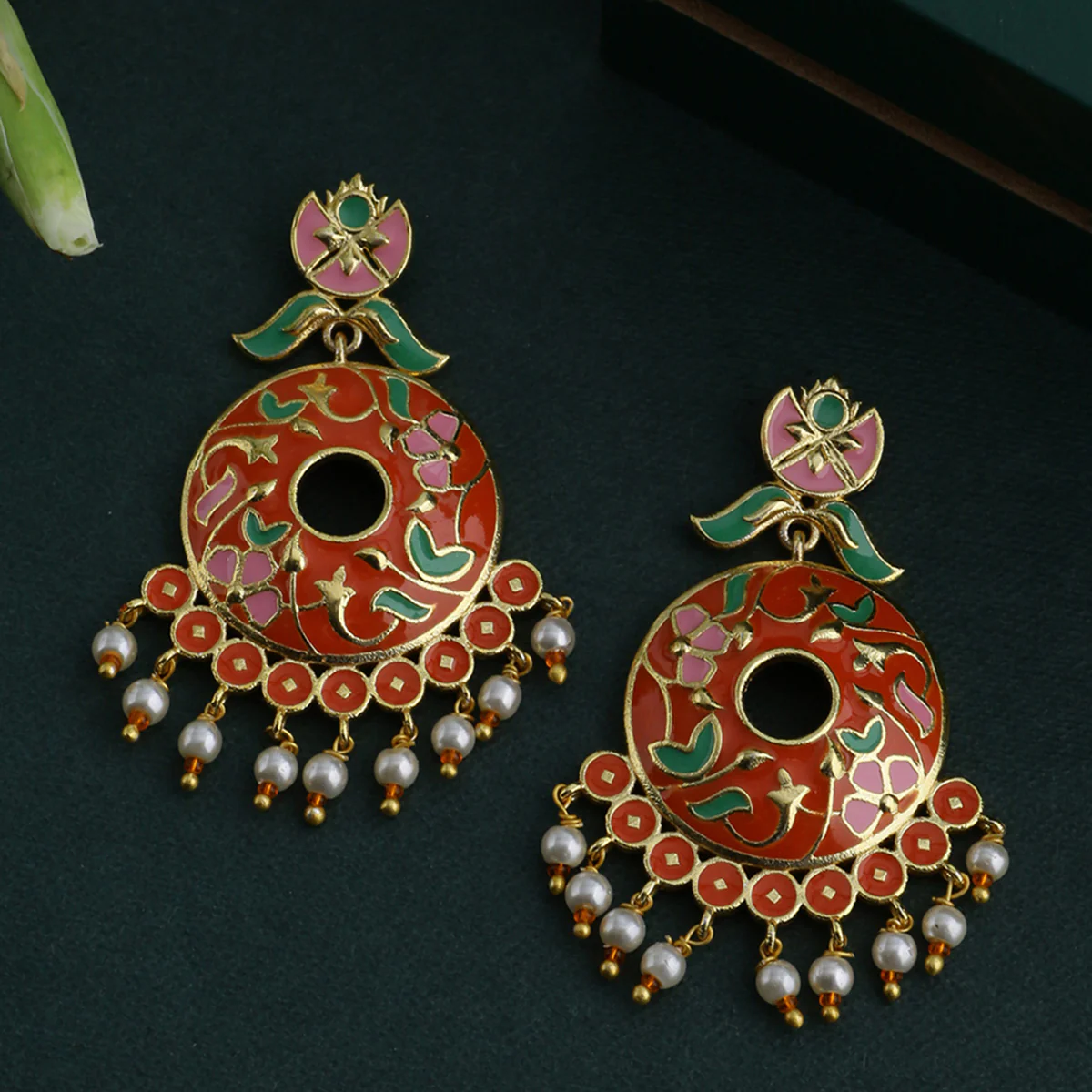 Tahira Festive Red Stud and Drop Earrings