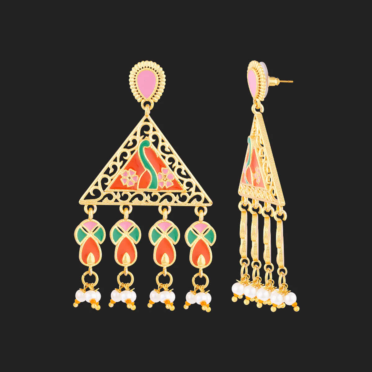 Tahira Festive Trikone Earrings - Image 4