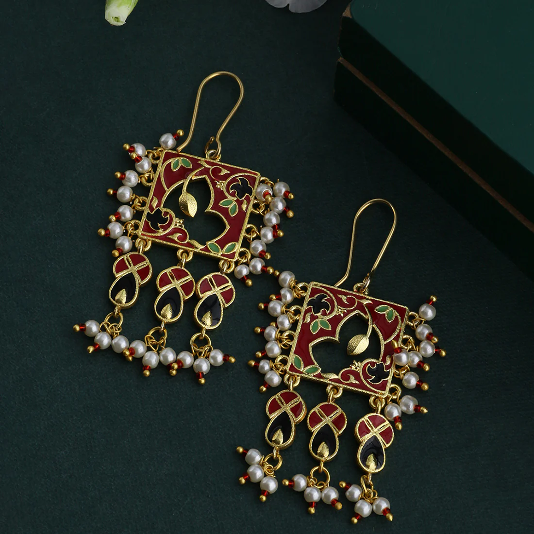Tahira Glorious Red Cut Work Earrings