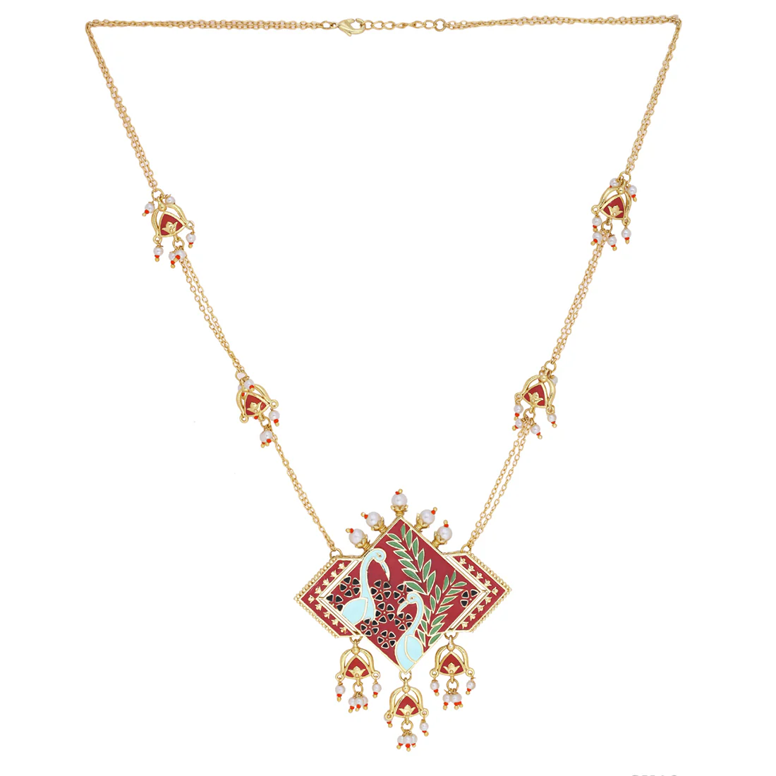 Tahira Glorious Red Peacock Necklace - Image 4