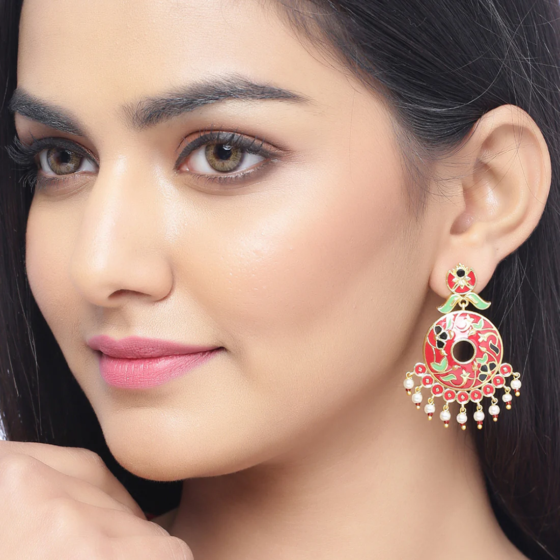 Tahira Glorious Red Stylish Earrings - Image 2