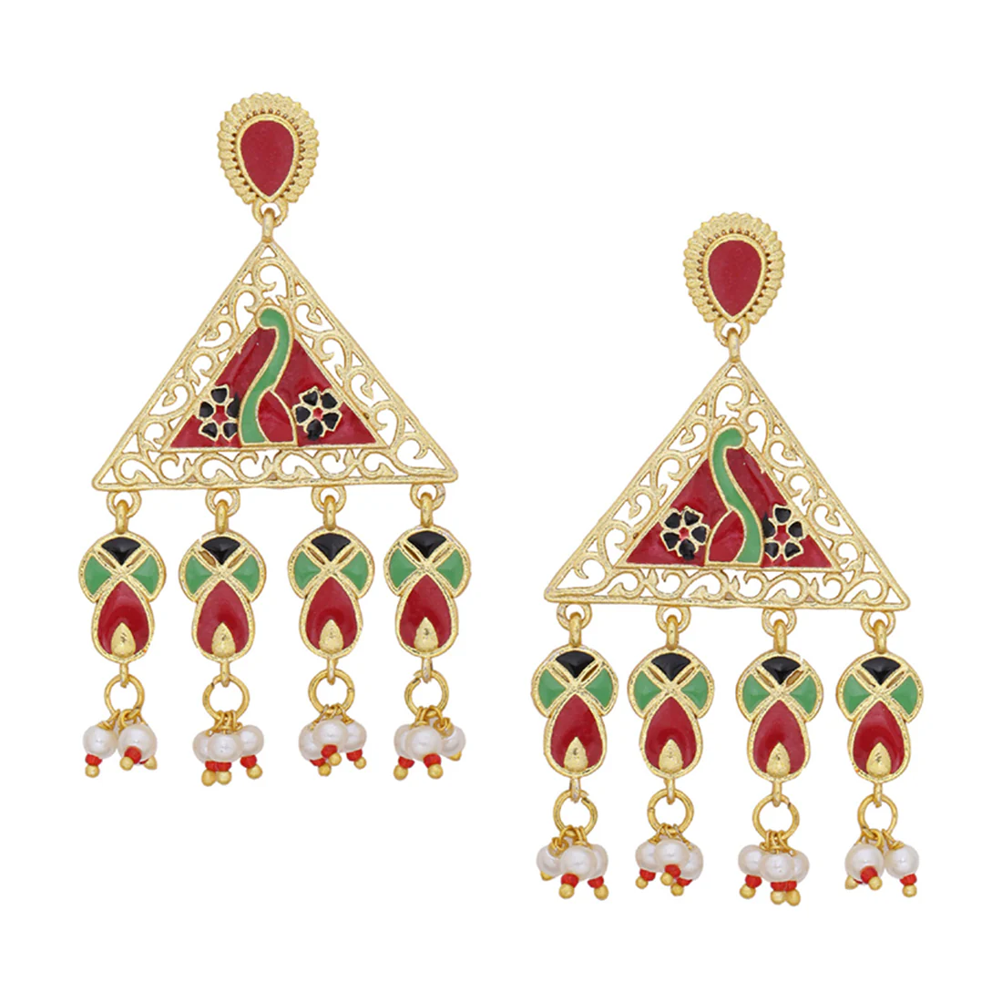 Tahira Glorious Red Trikone Earrings - Image 3