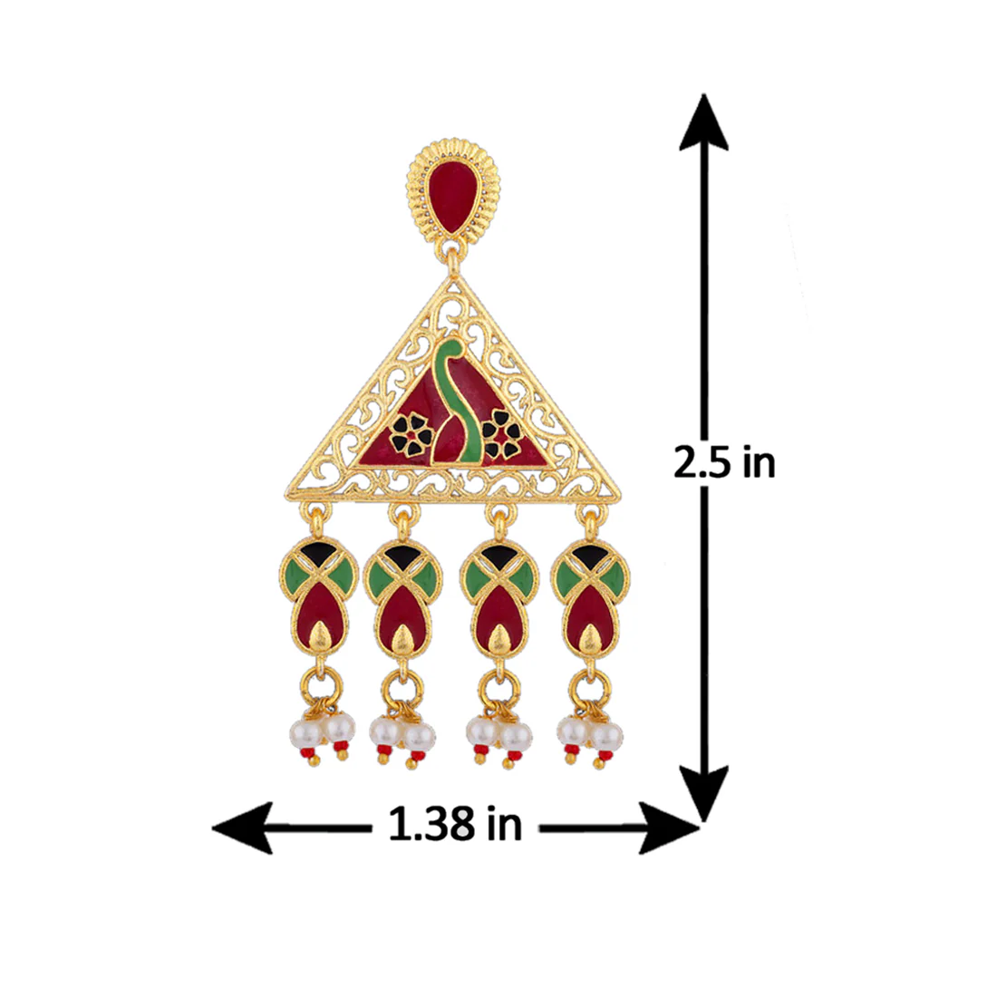 Tahira Glorious Red Trikone Earrings - Image 5