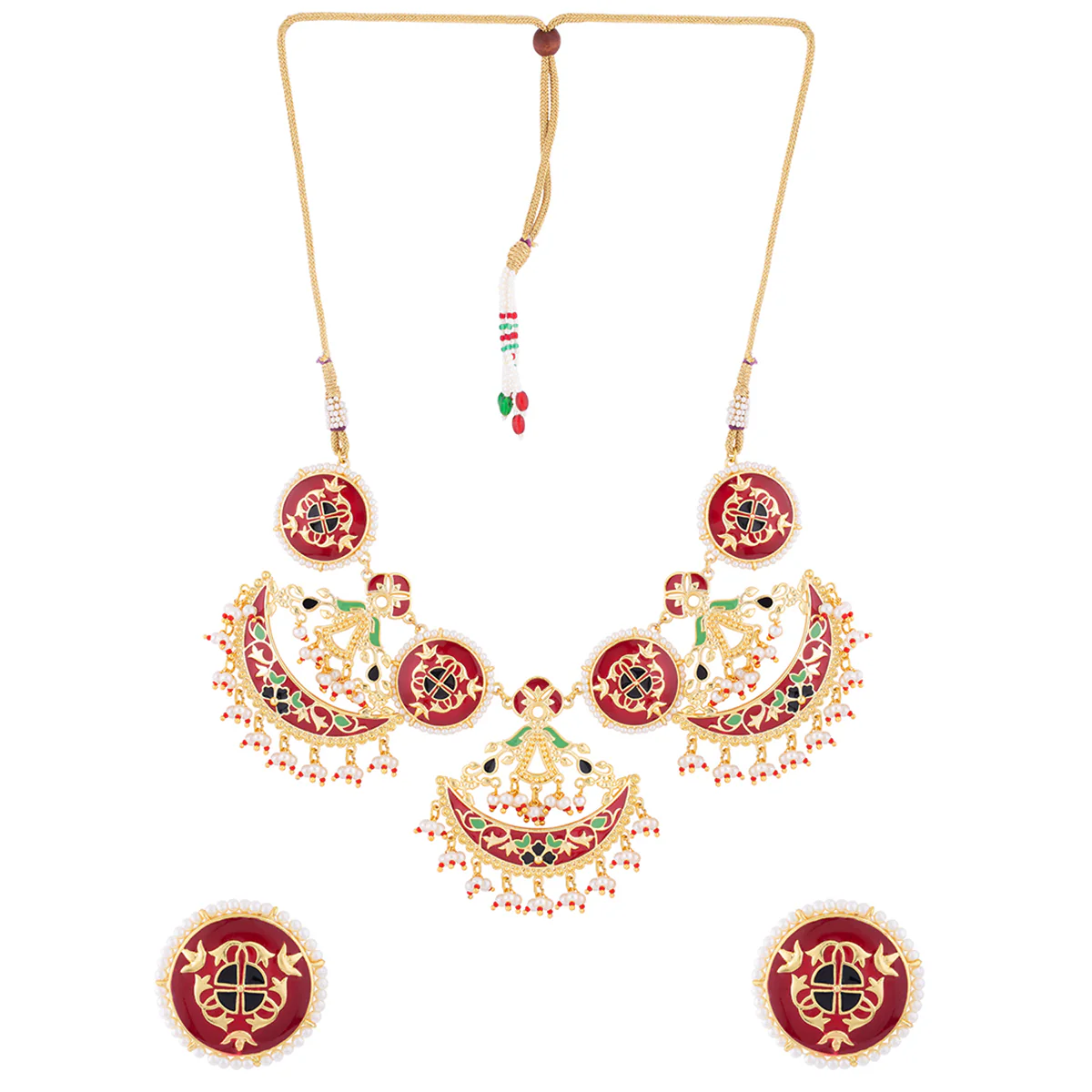 Tahira Heavily Embellished Enameled Necklace Set - Image 3