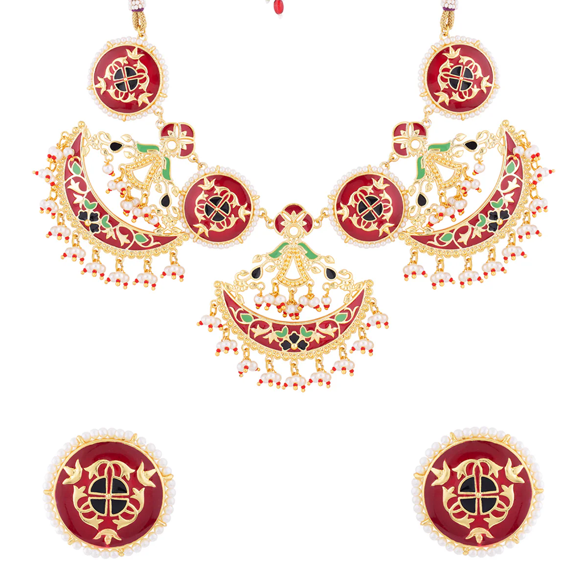 Tahira Heavily Embellished Enameled Necklace Set - Image 4