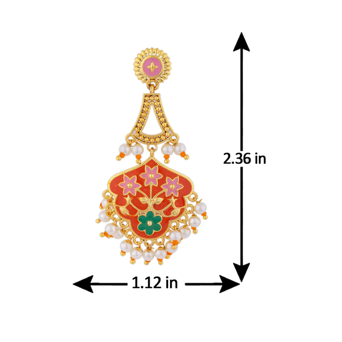 Tahira Orange Bloom Chandelier Earrings - Image 5