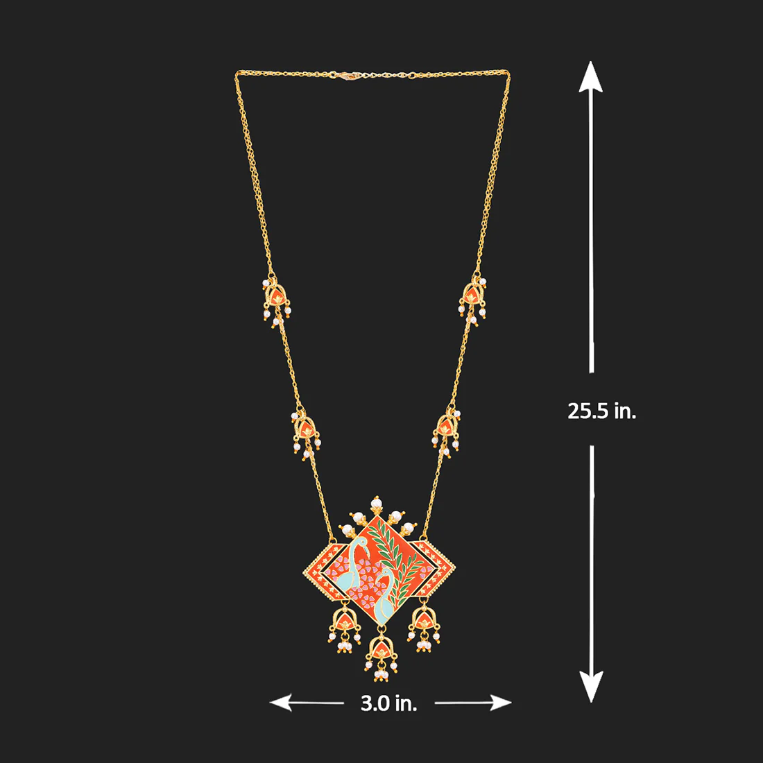 Tahira Peacock Red Statement necklace - Image 6