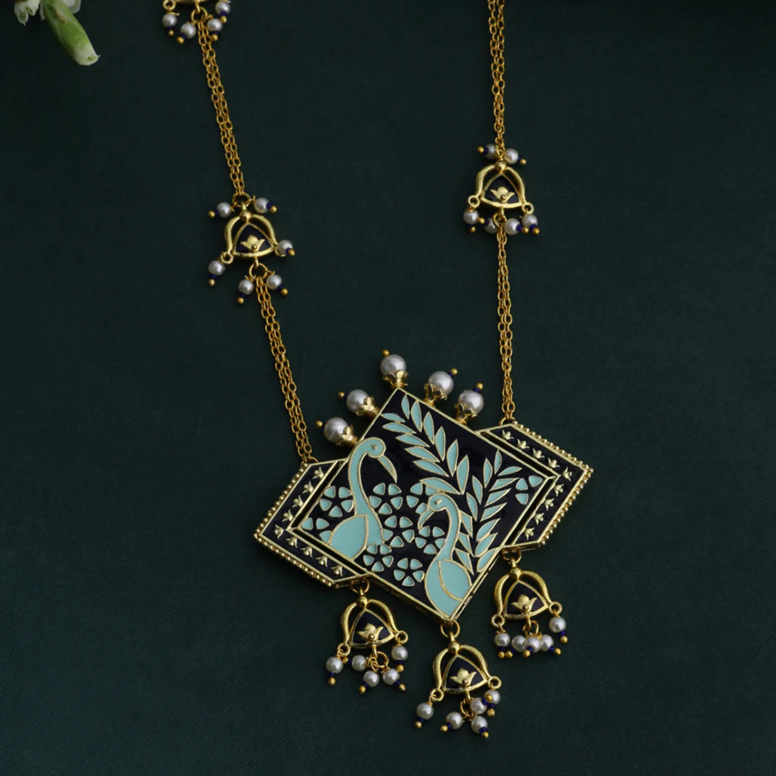 Tahira Peacock Regal Black necklace