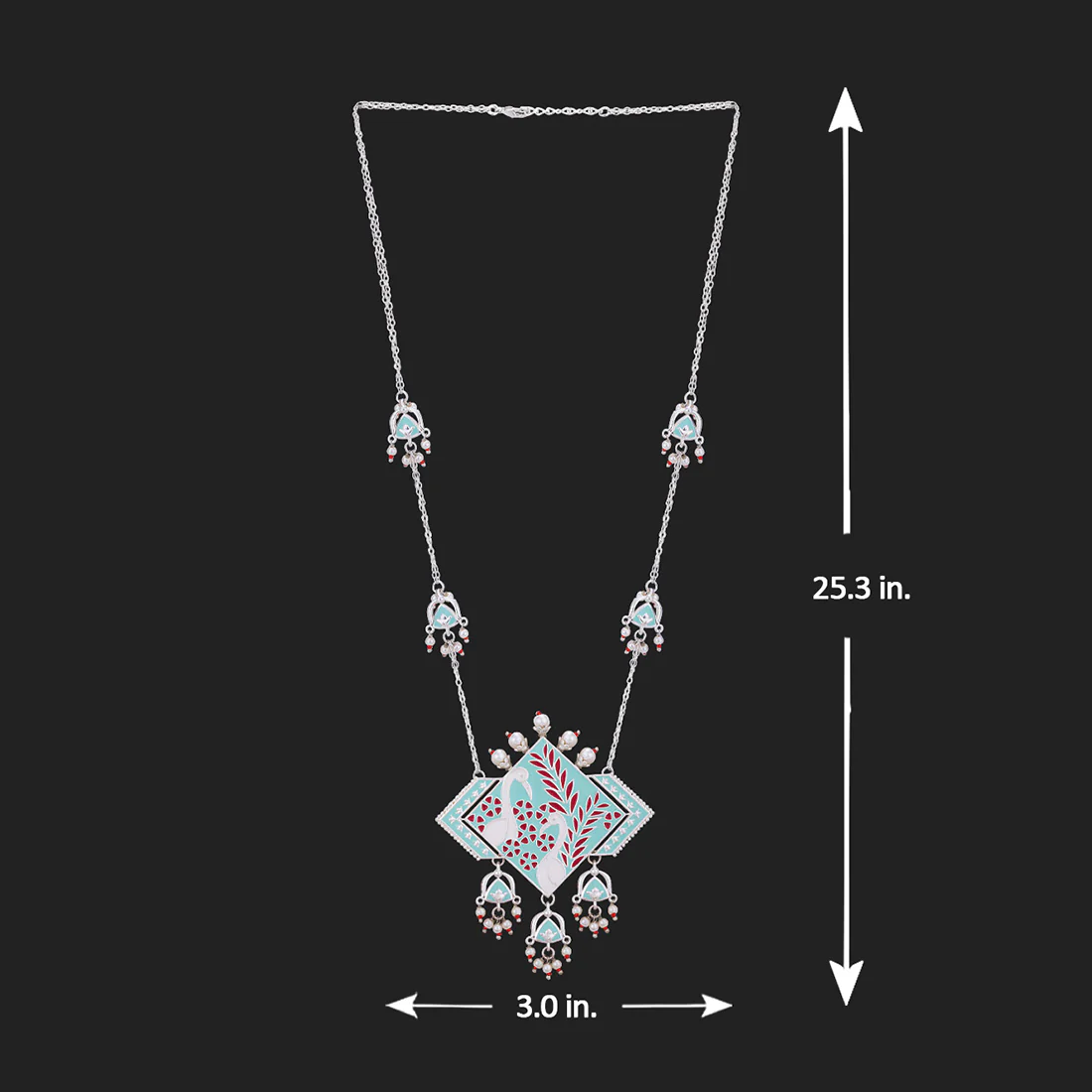 Tahira Peacock Sparkling Silver Necklace - Image 6