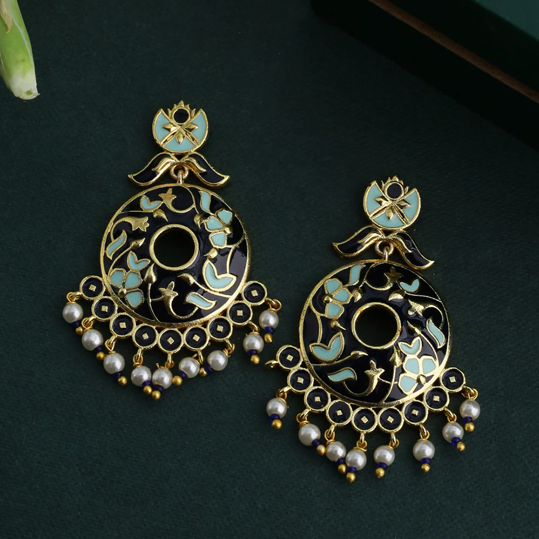 Tahira Regal Black Stud and Drop Earrings