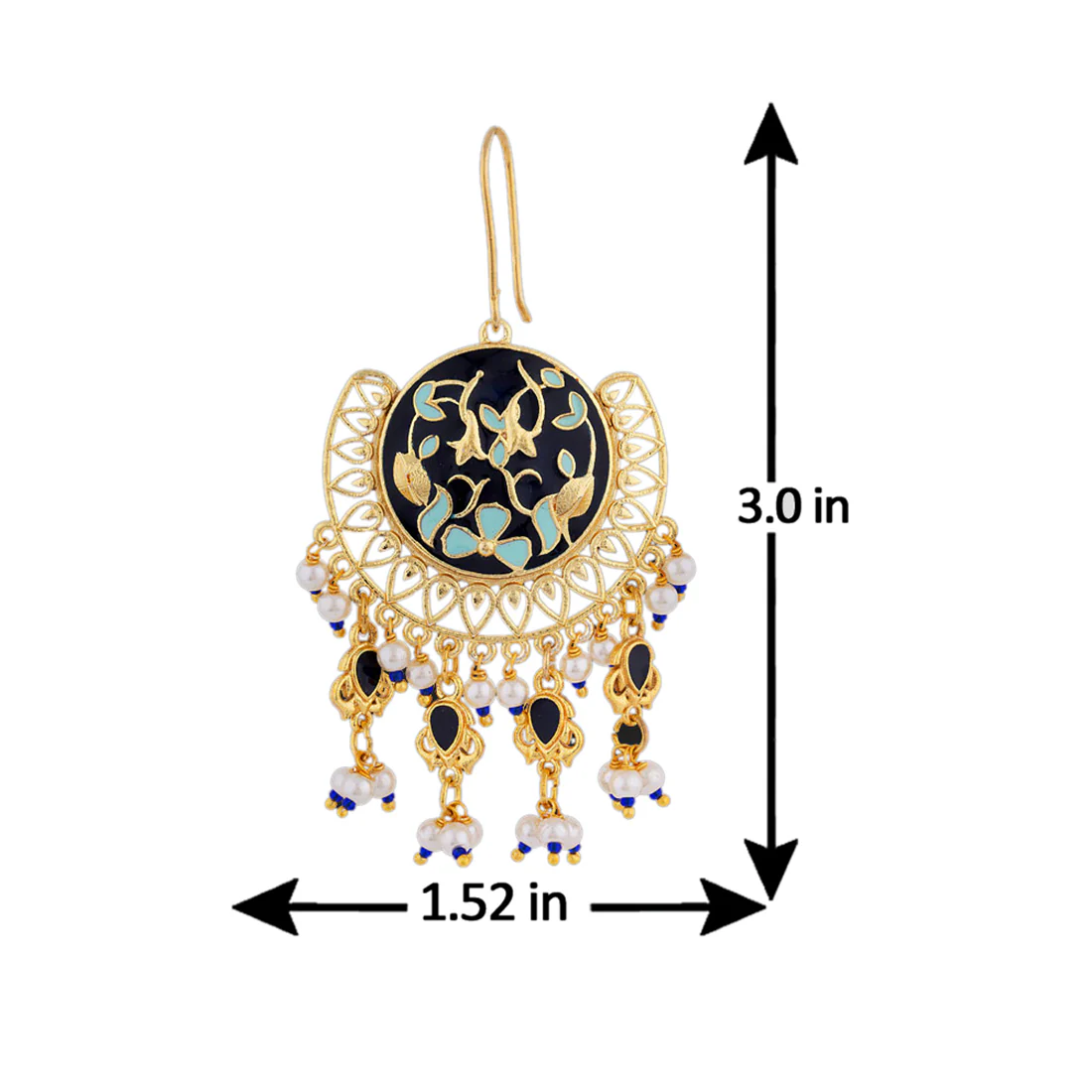 Tahira Royal Black Chand Bali Earrings - Image 5