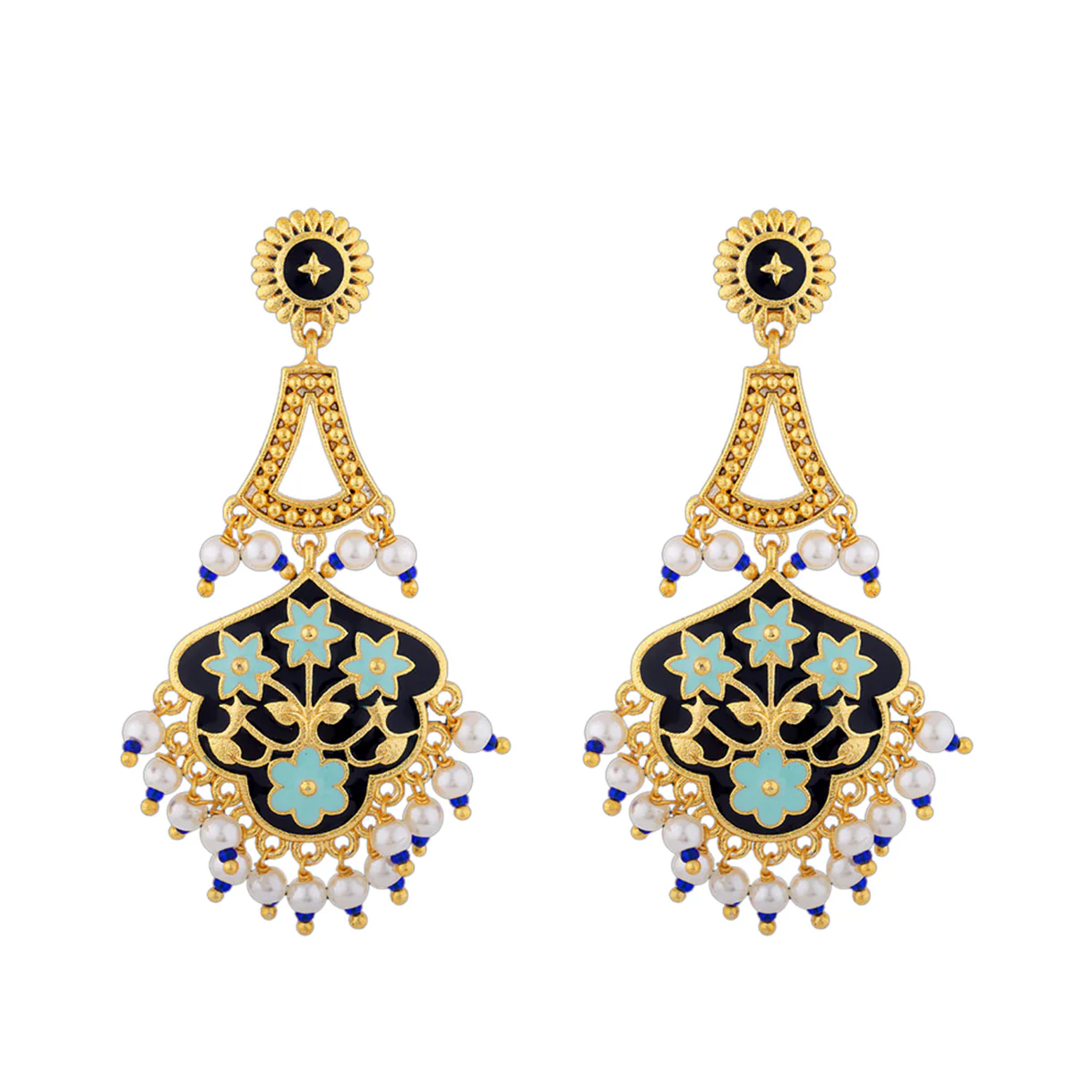 Tahira Royal Black Chandelier Earrings - Image 3