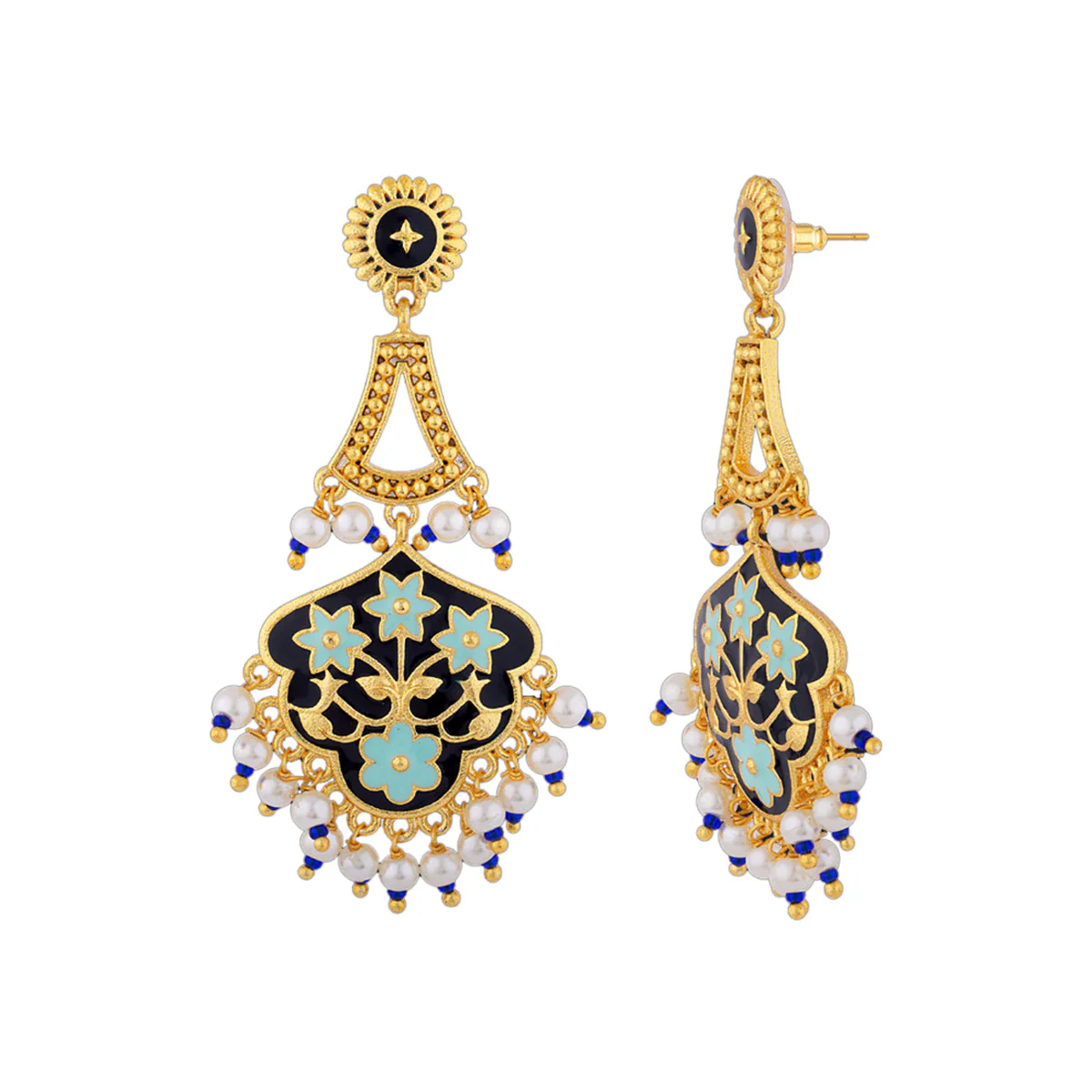 Tahira Royal Black Chandelier Earrings - Image 4