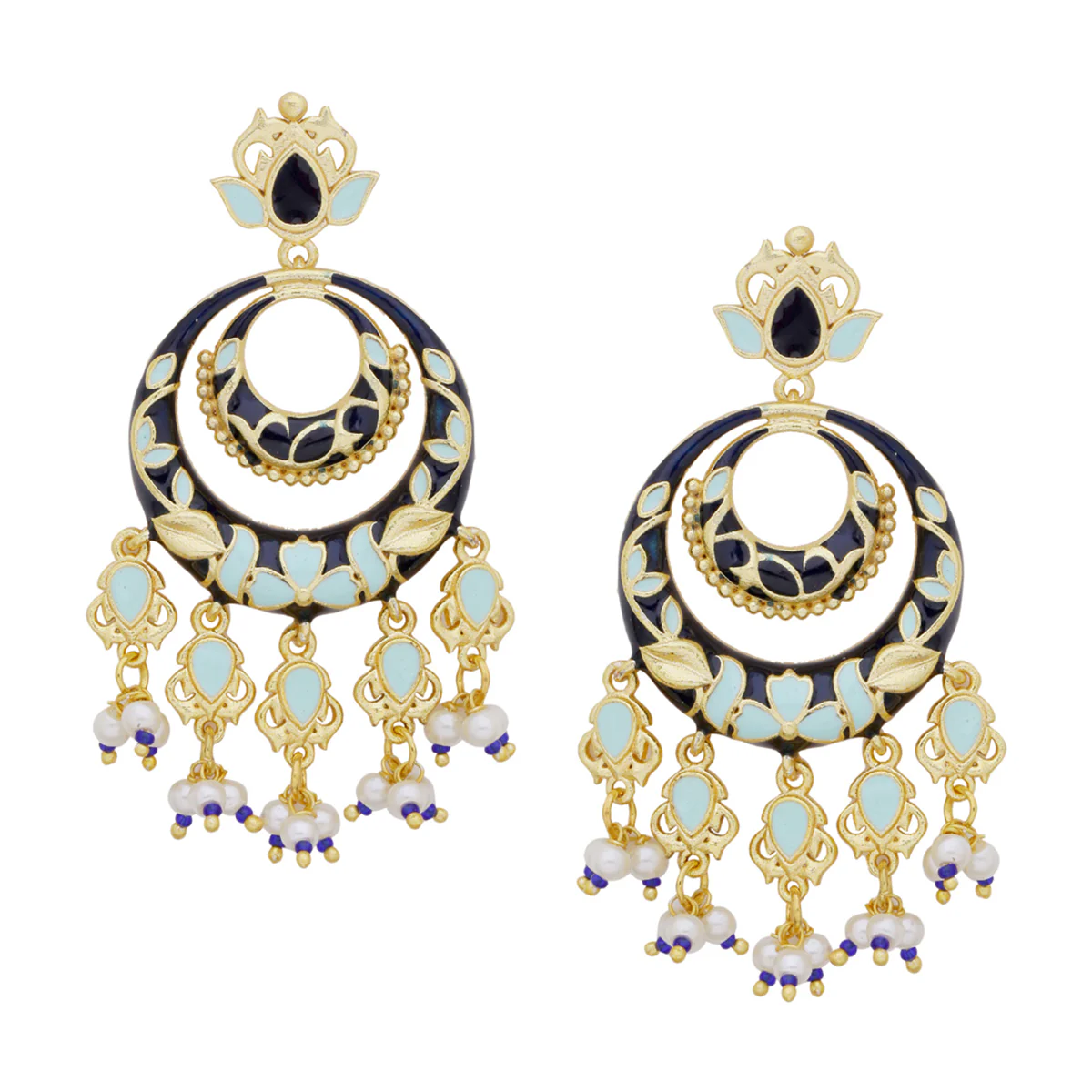 Tahira Royal Black Double Chand Bali - Image 3
