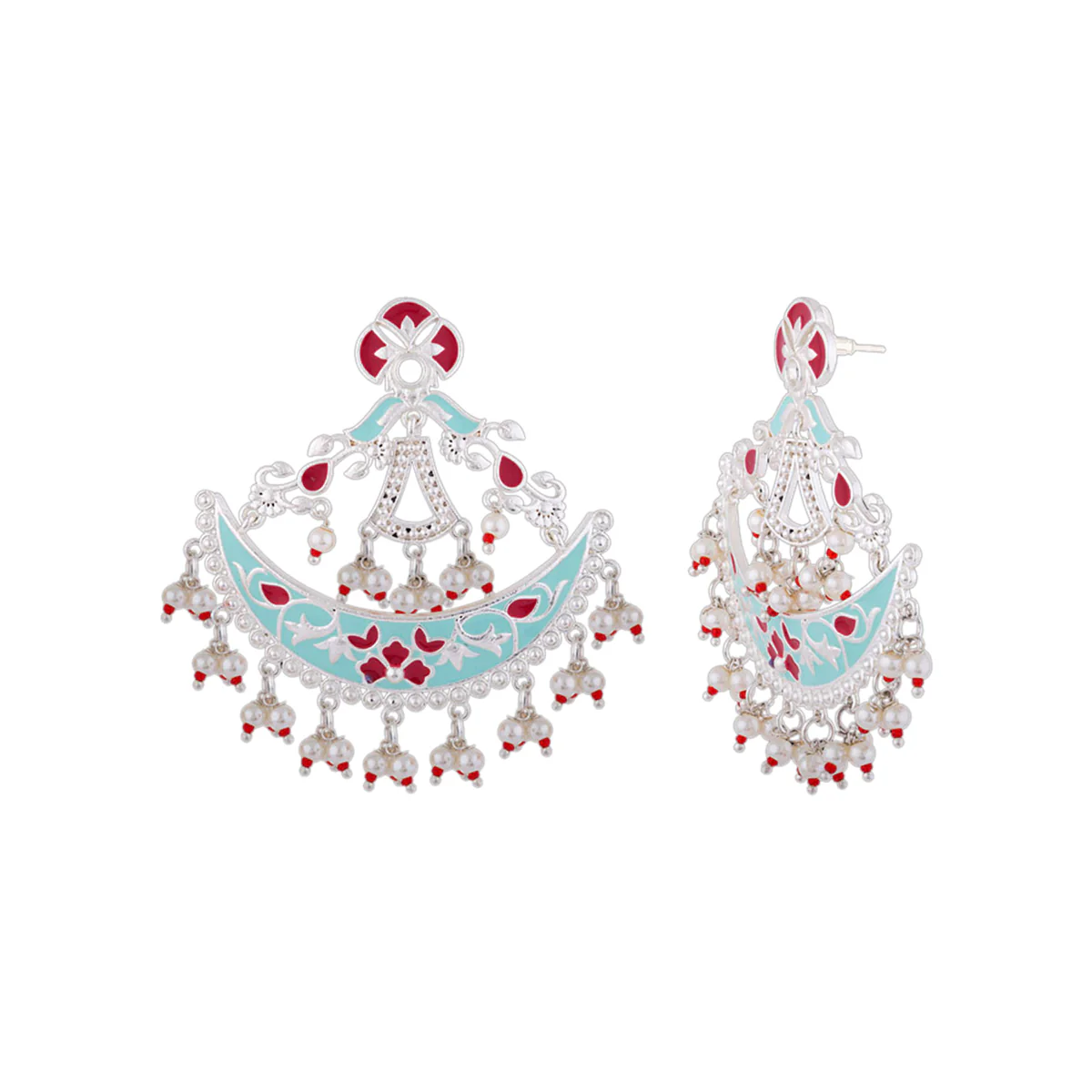 Tahira Silver Sparkle Crescent Danglers - Image 4