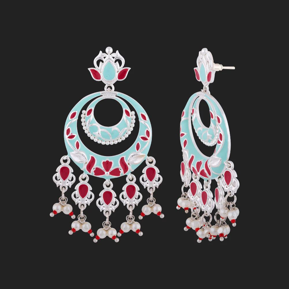 Tahira Silver Sparkler Double Chand Bali - Image 4
