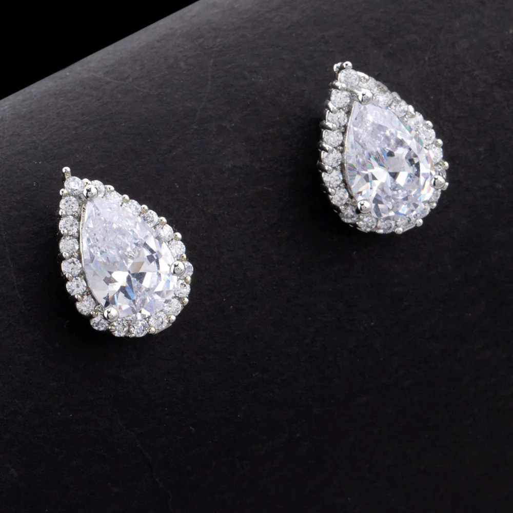 Teardrop American Diamond Stud Earrings