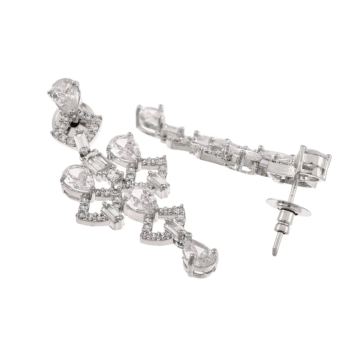 Silver Plated Brass Jewellery Set with Teardrop CZ Adornment - Image 5
