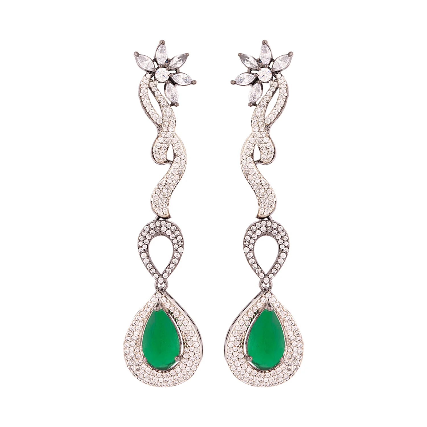 Teardrop Cut CZ Gems Earrings - Image 3