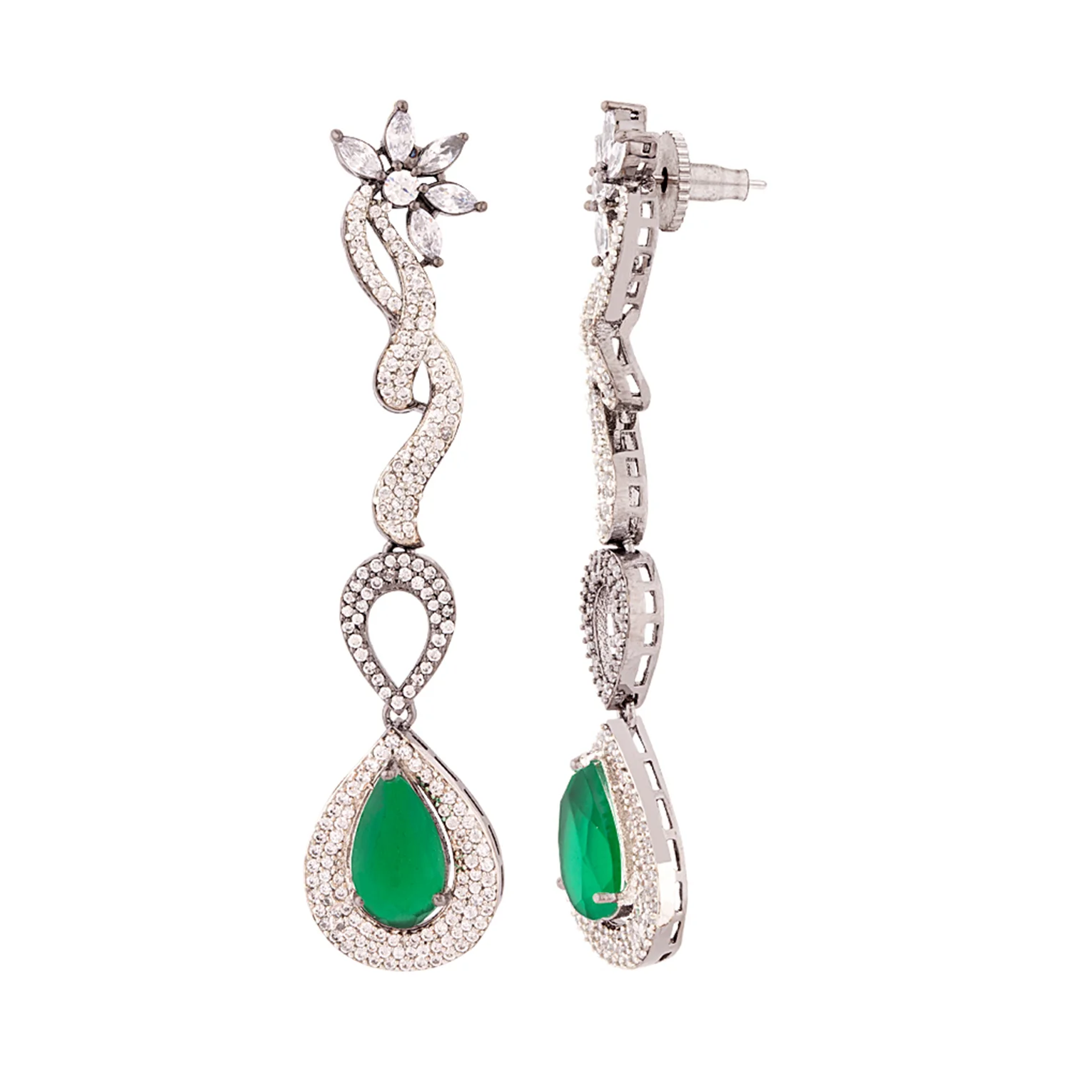 Teardrop Cut CZ Gems Earrings - Image 4