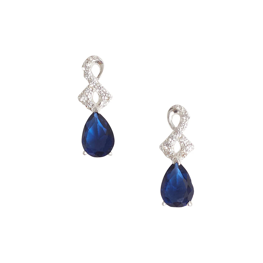 Teardrop Cut Sapphire Adorned 925 Sterling Silver Pendant Set - Image 5