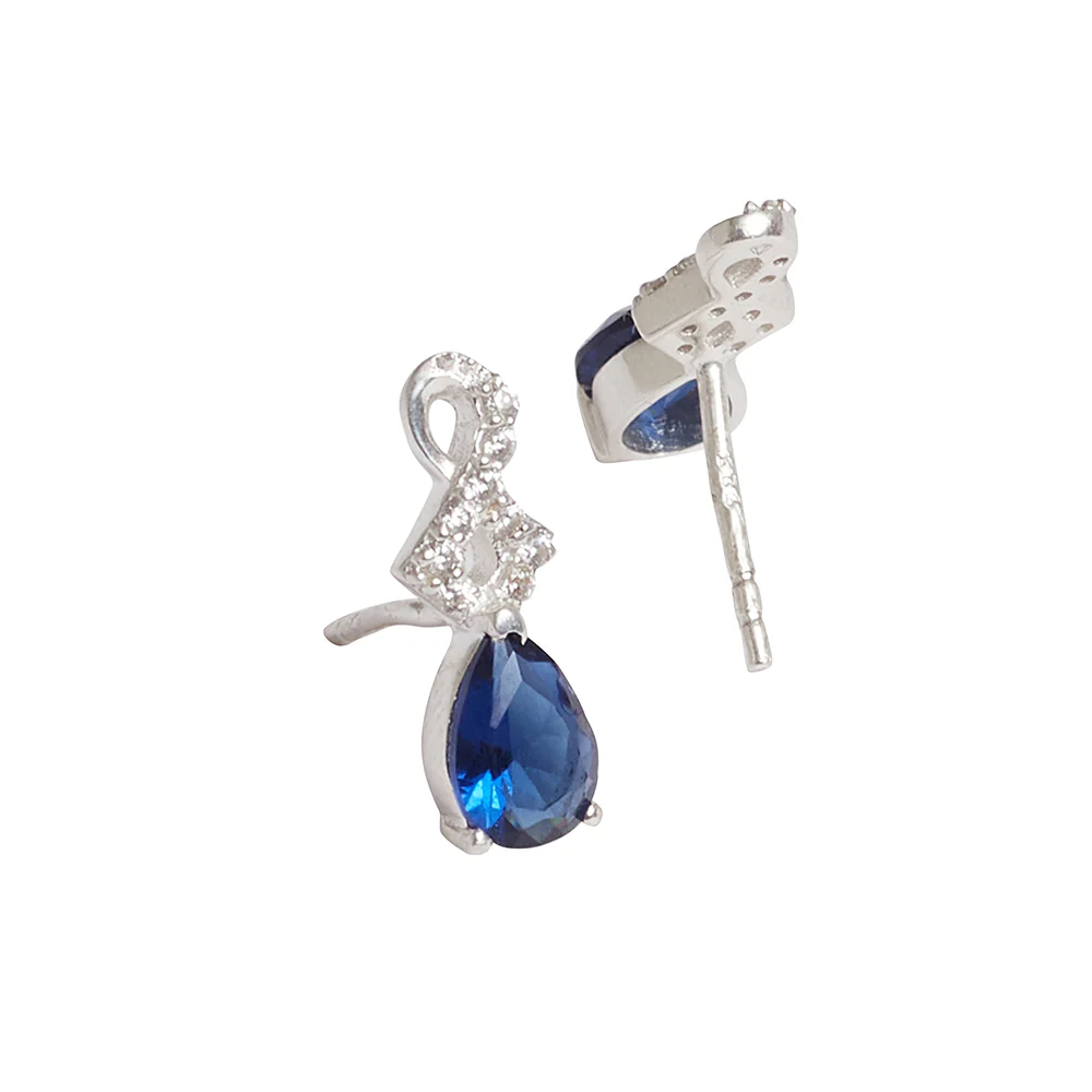 Teardrop Cut Sapphire Adorned 925 Sterling Silver Pendant Set - Image 6