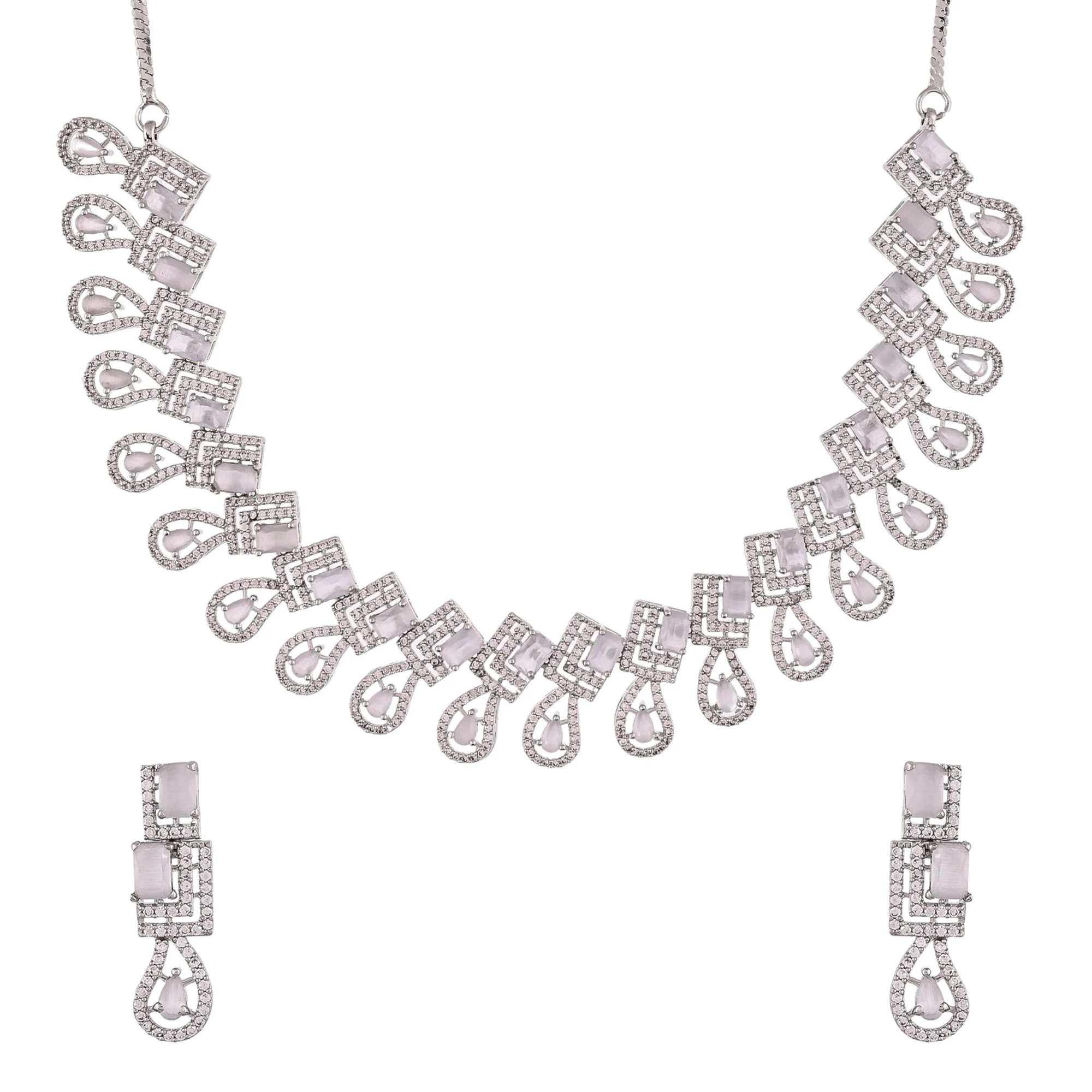 Teardrop Cut Zircon Gems Necklace Set - Image 4