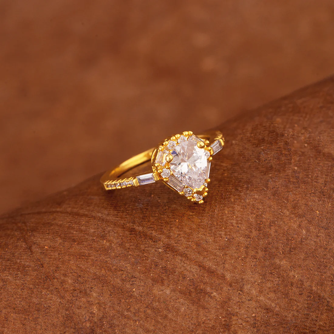 Teardrop Cut Zircon Ring