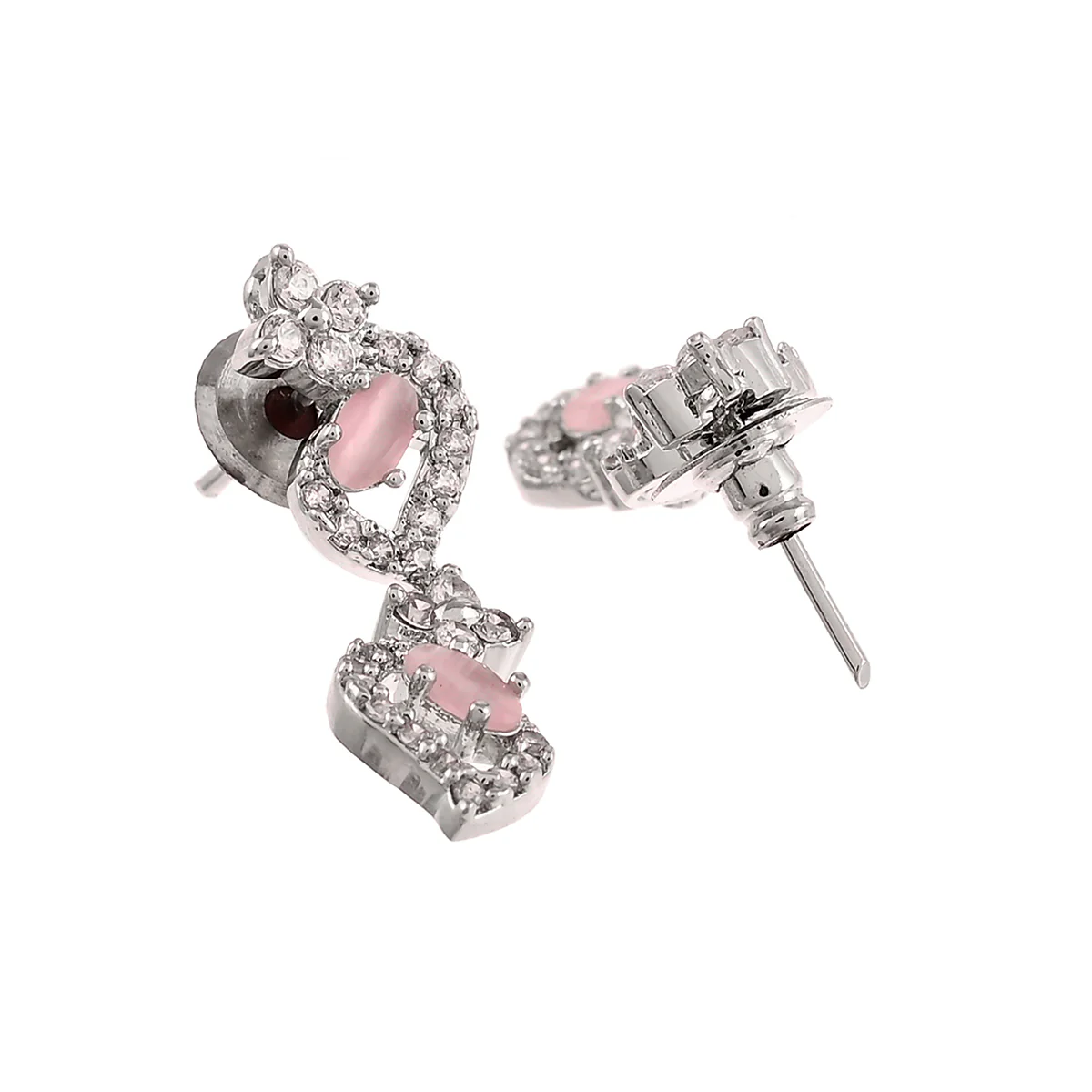 Teardrop Cut Zircons Adorned Brass Silver Plated Opulent Jewellery Set - Image 5