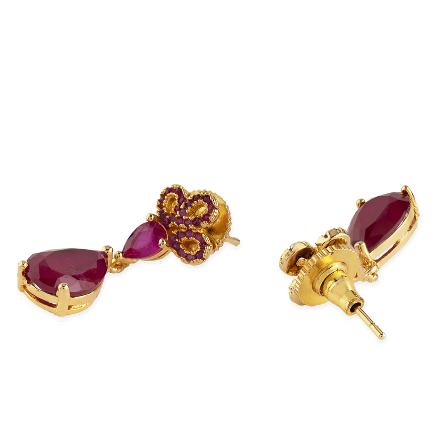 Teardrop Pink Stone Earrings - Image 4