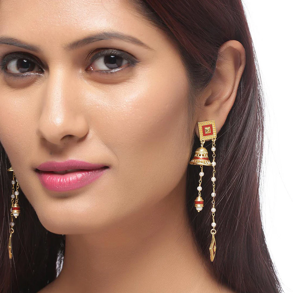 Temple Bell Asymmetrical Earrings - Image 2