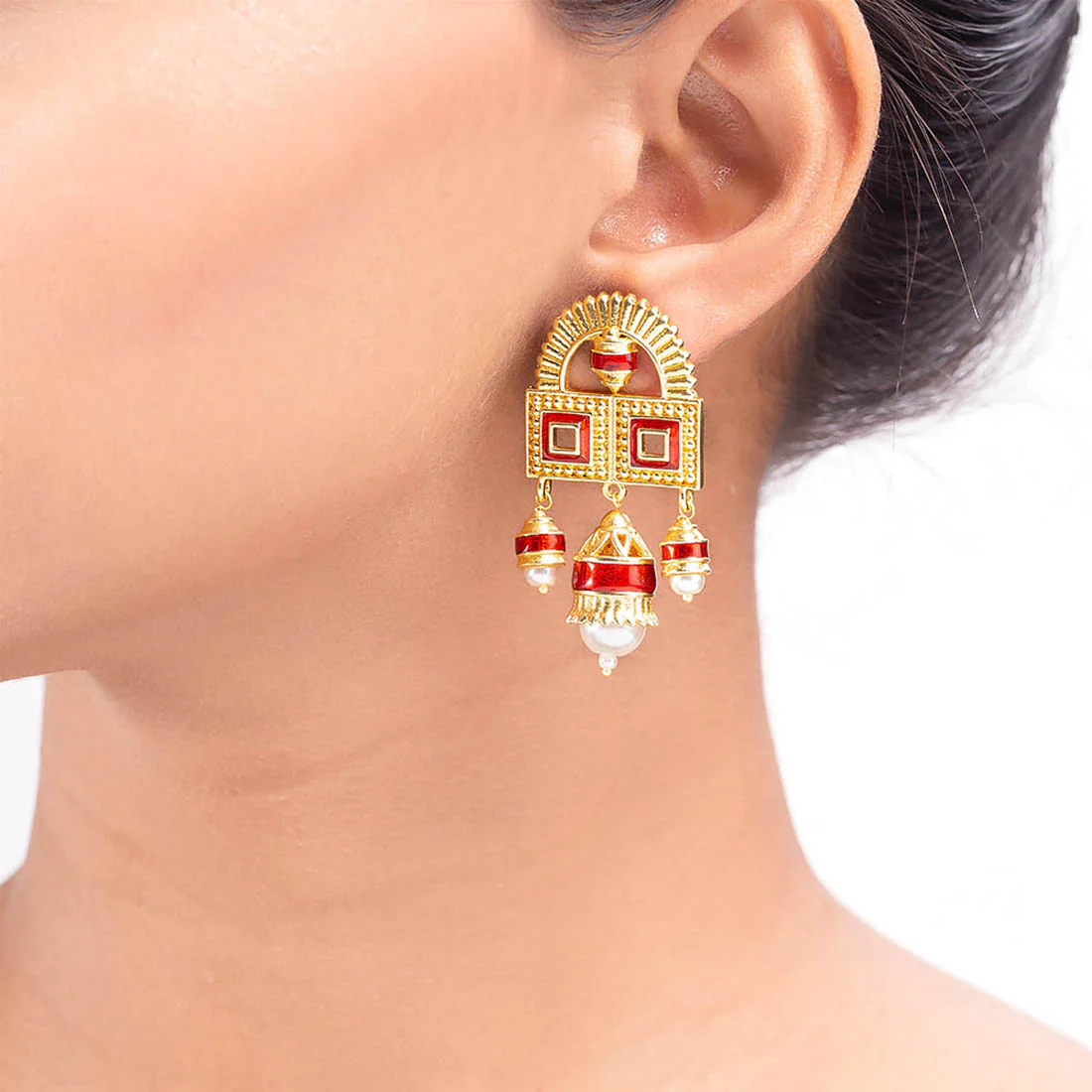 Temple Bell Aztec Inspired Earrings - Image 2