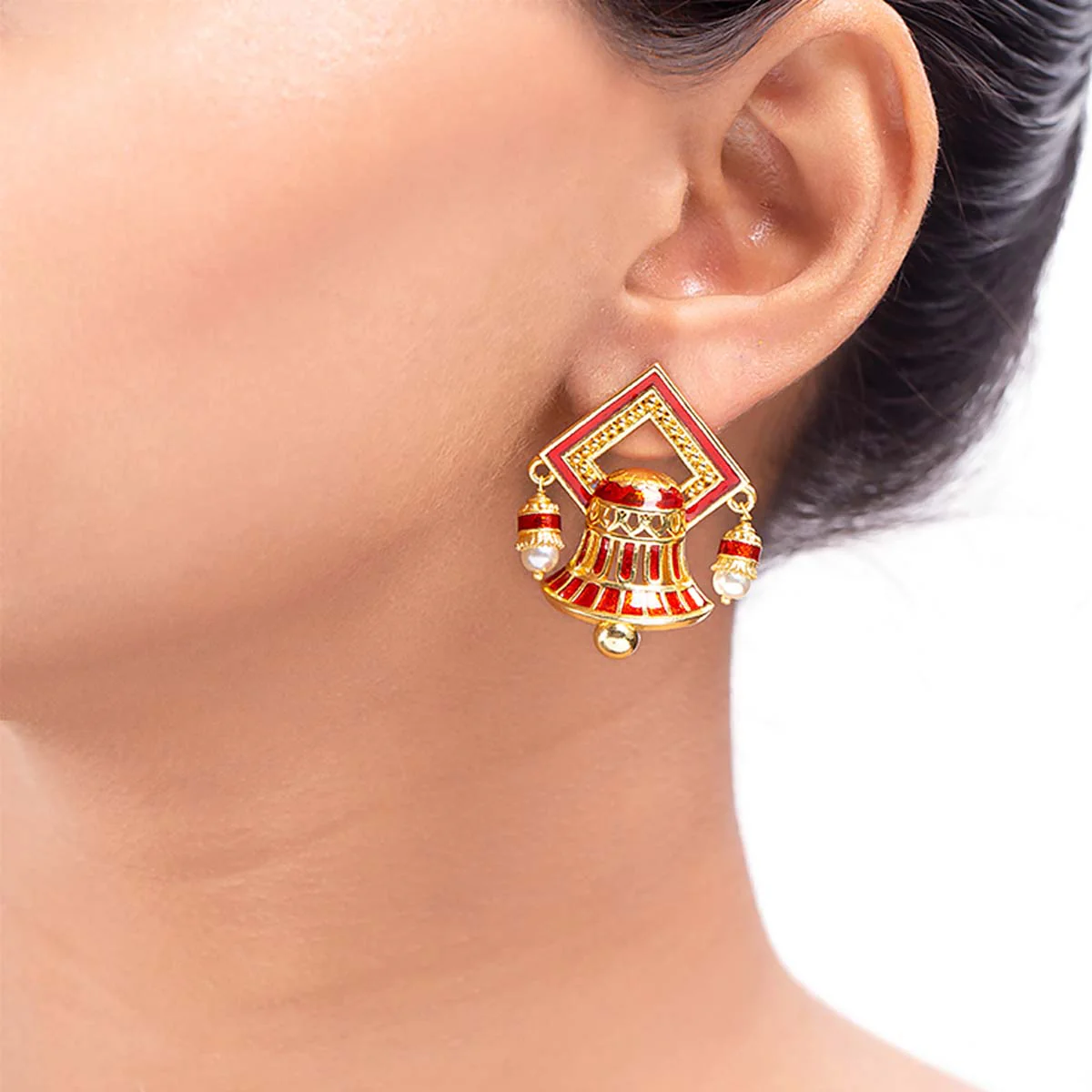 Temple Bell Enamel Embellished Earrings - Image 2