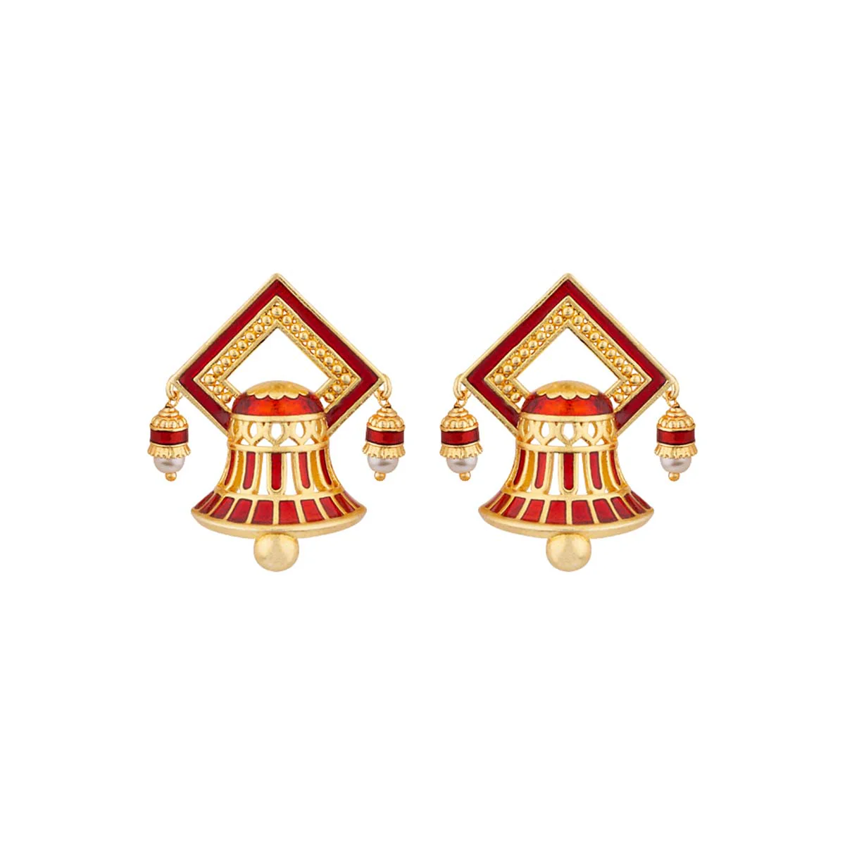 Temple Bell Enamel Embellished Earrings - Image 3