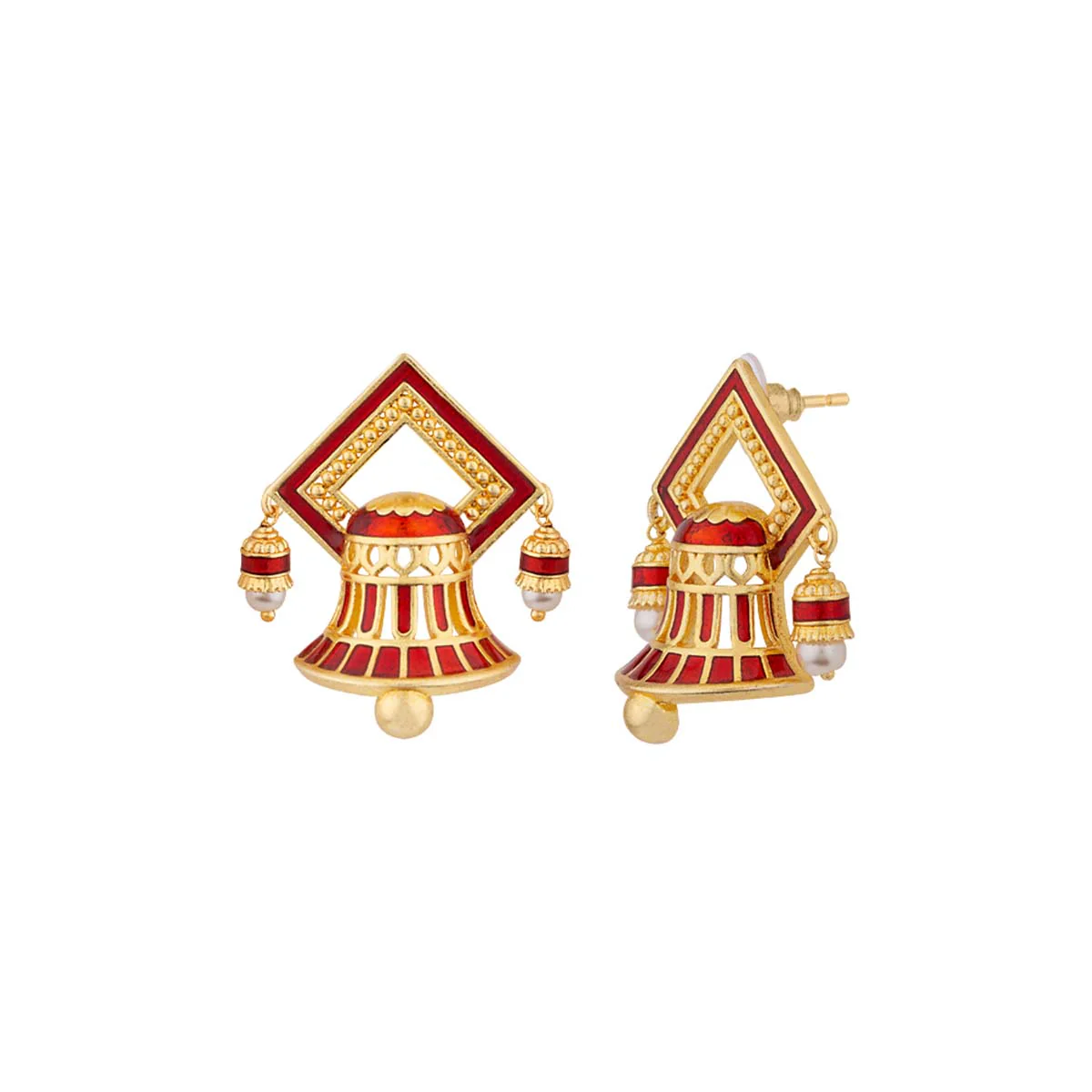 Temple Bell Enamel Embellished Earrings - Image 4