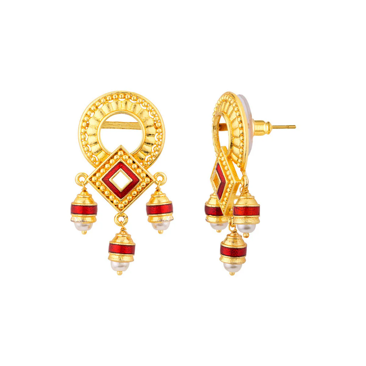 Temple Bell Faux Pearls Embellished Necklace Set - Image 5