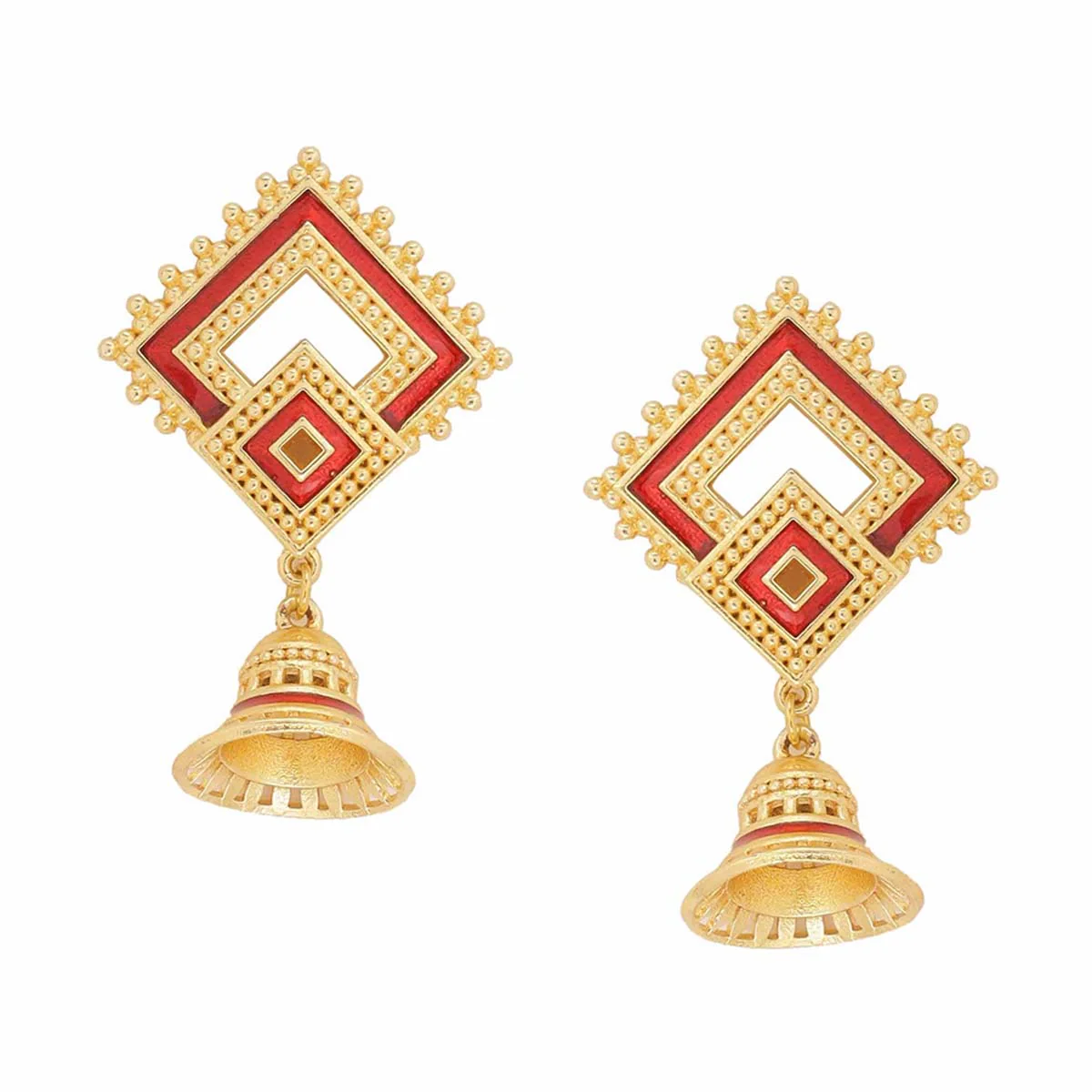 Temple Bell Gold Plated Bell Earrings - Image 3