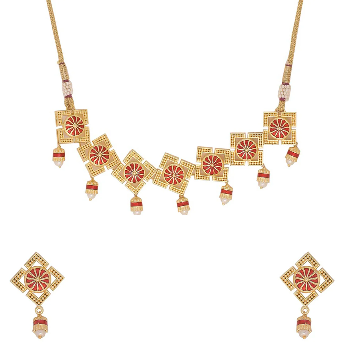 Temple Bell Gold Plated Necklace Set - Image 3