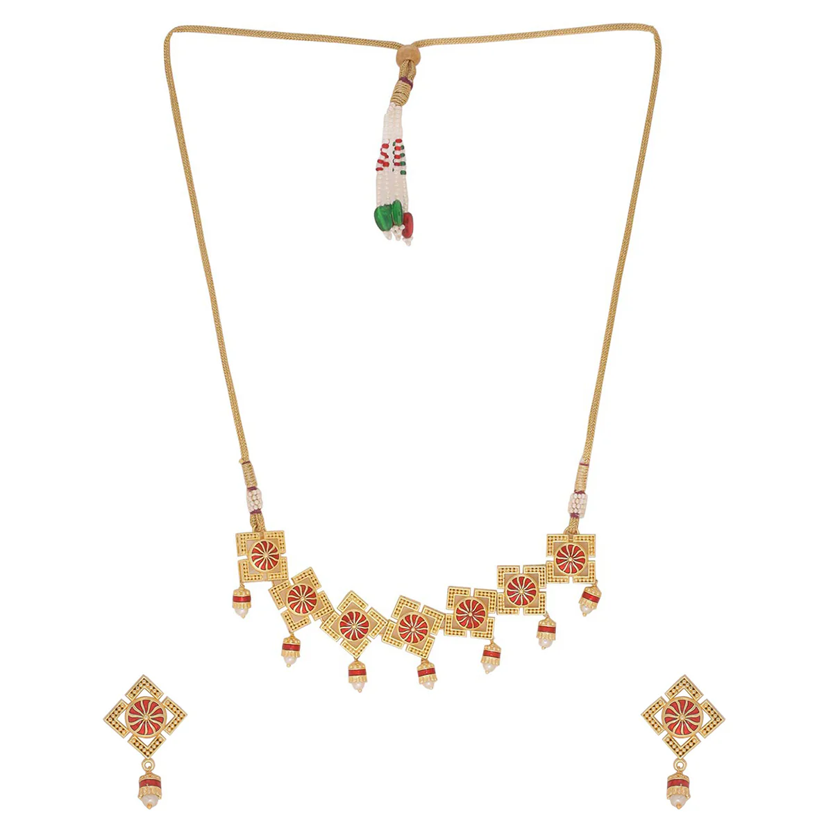 Temple Bell Gold Plated Necklace Set - Image 4