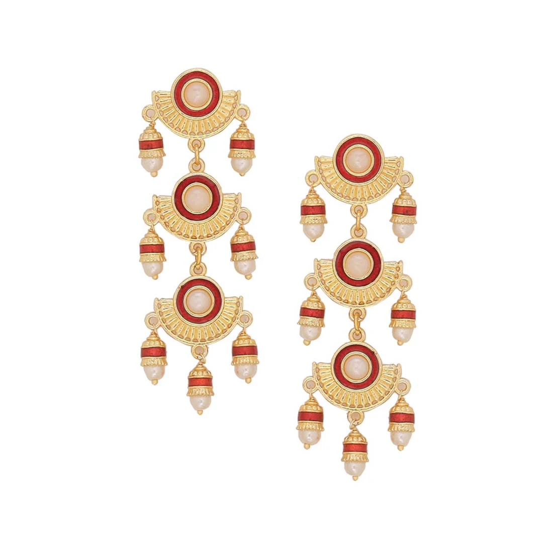 Temple Bell Layered Drop Earrings - Image 3