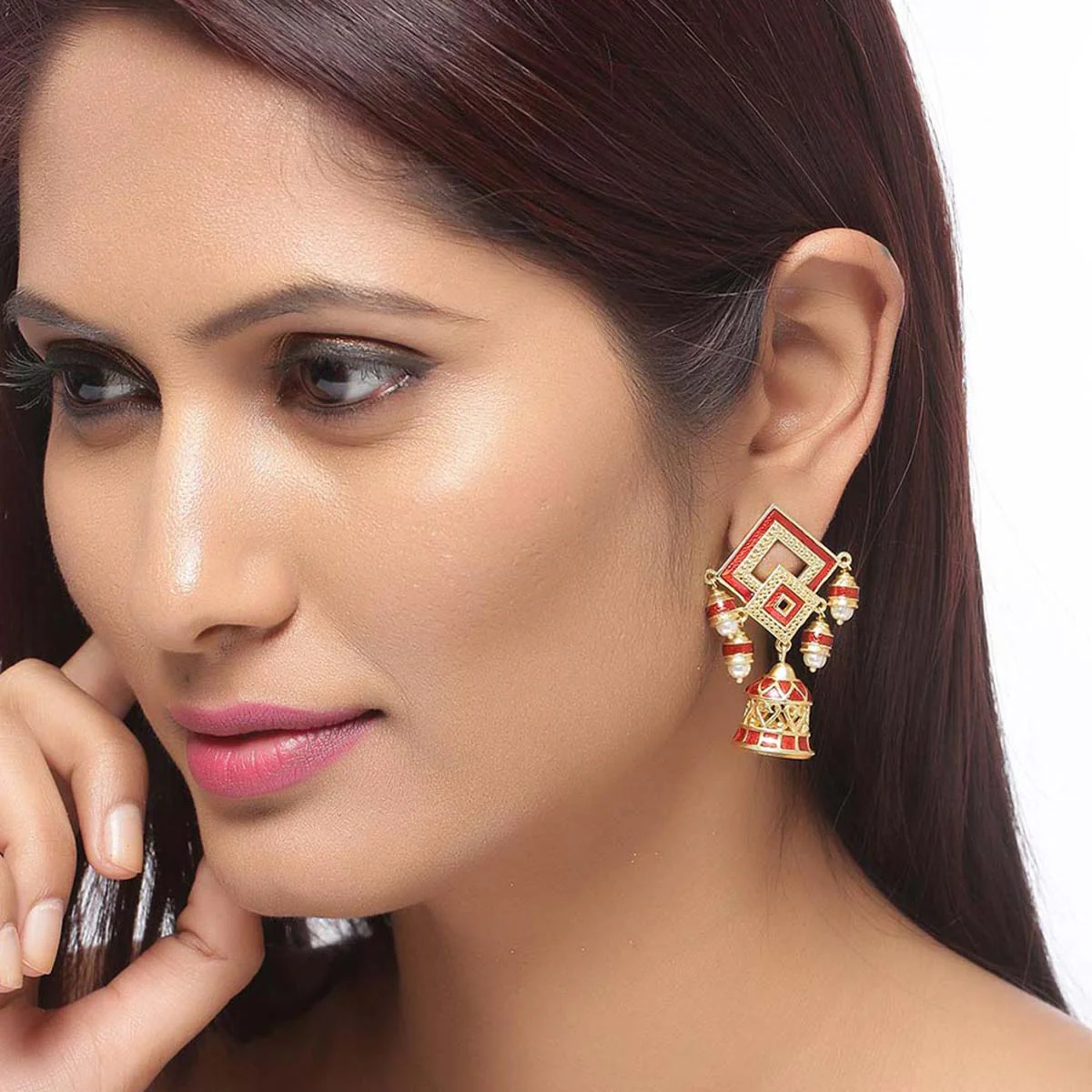 Temple Bell Lightly Embellished Earrings - Image 2