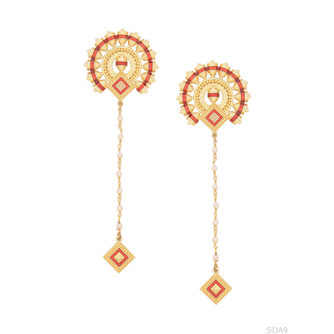 Temple Bell Single Tassel Earrings - Image 3