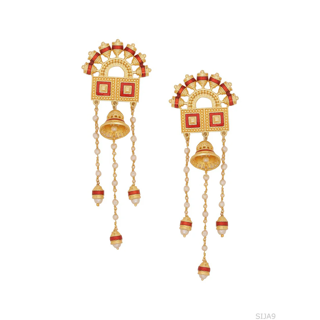 Temple Bell Tassels Drop Necklace Set - Image 5