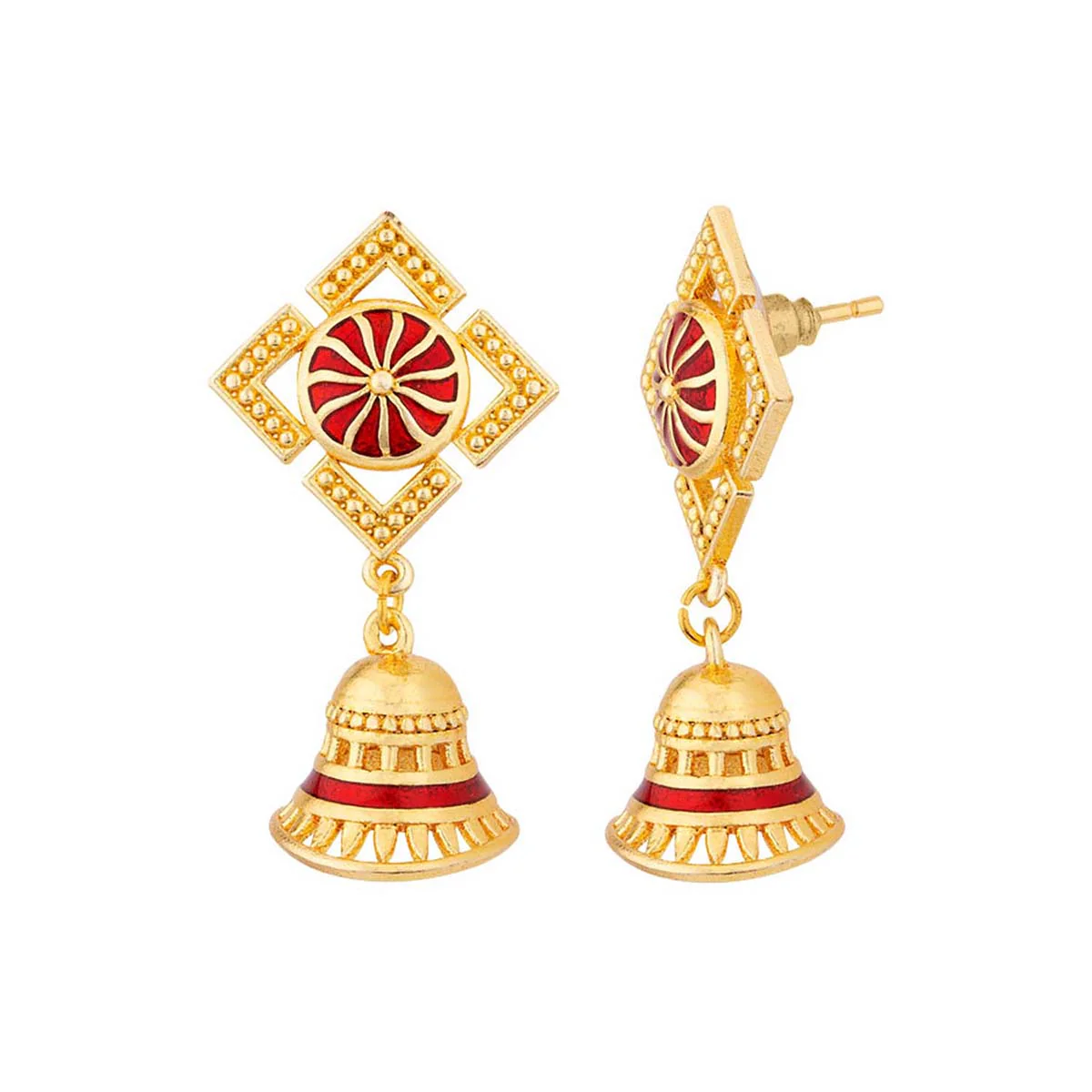 Temple Bell Tiny Jhumka Earrings - Image 5